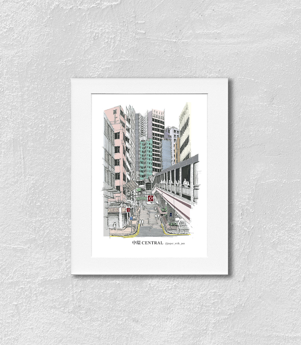 Hand-Drawn Frame Print : Central (colour)