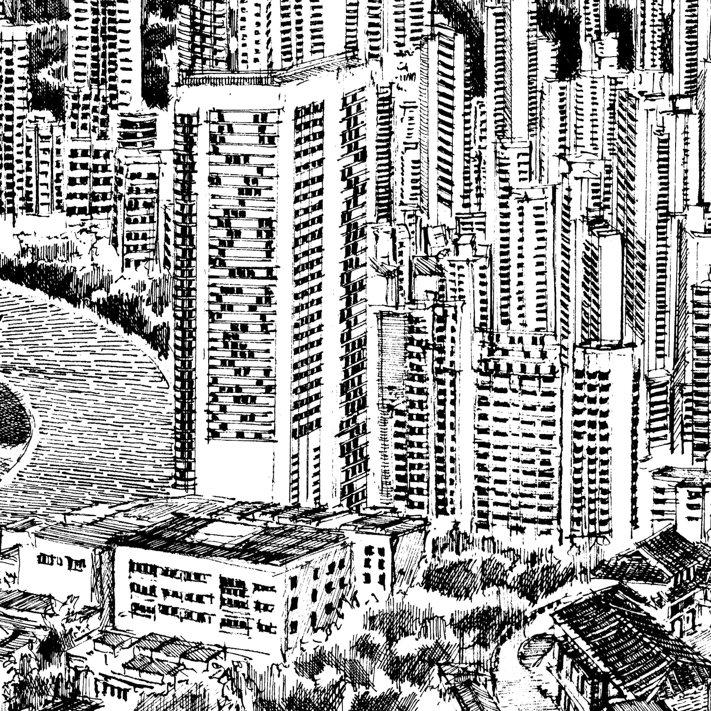 Aerial View of Happy Valley (Original Drawing)