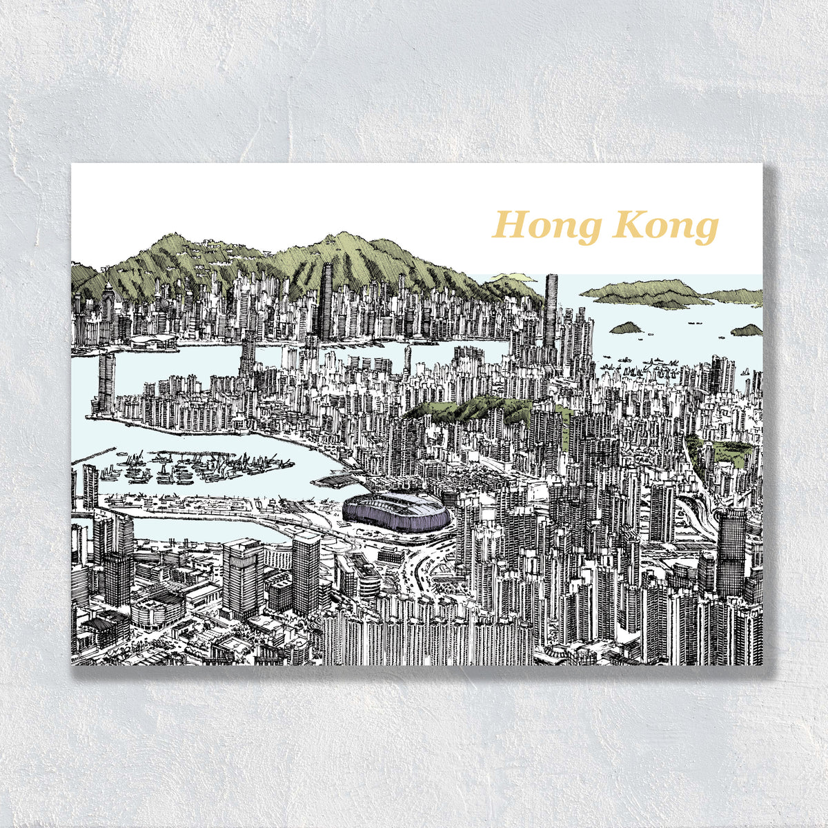 香港手繪賀卡: Hong Kong