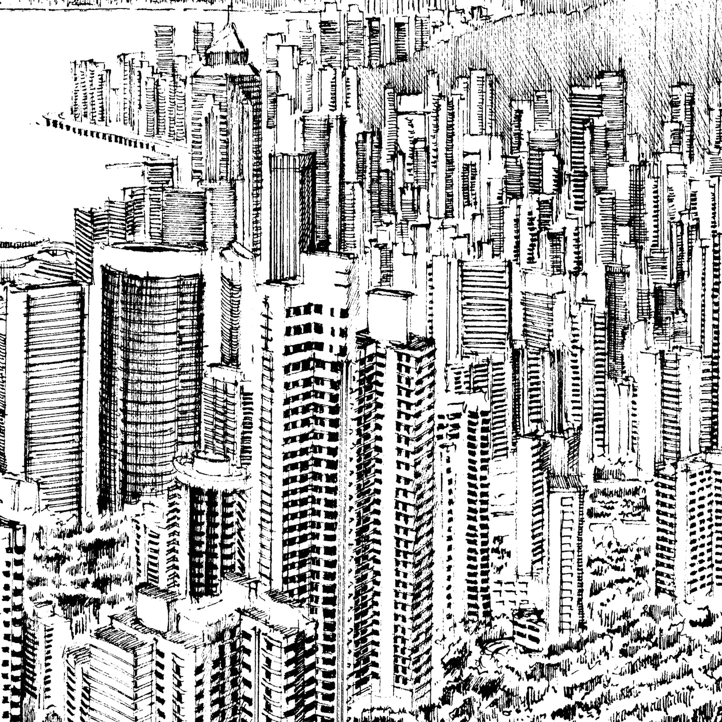 Aerial View of Victoria Peak (Original Drawing)
