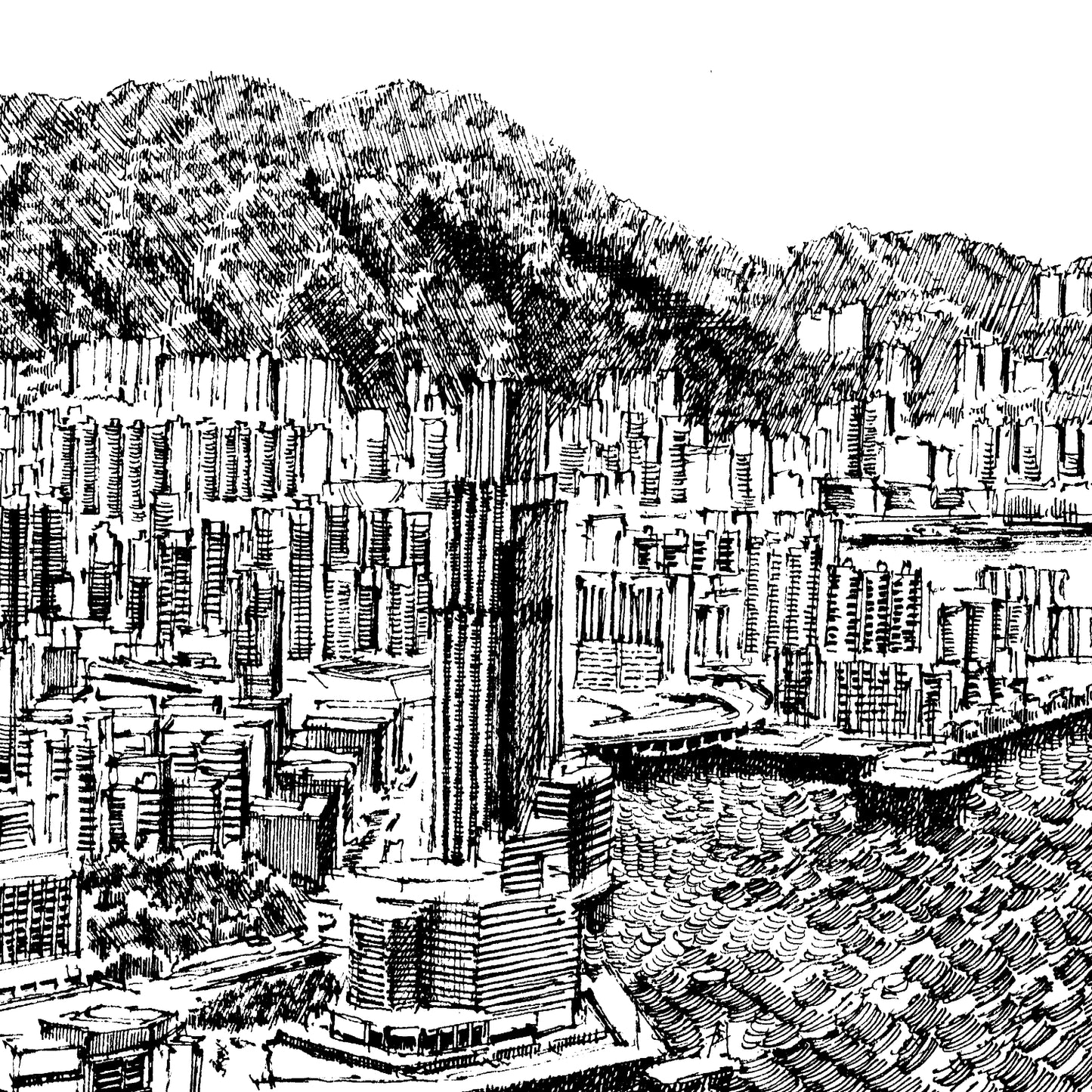 Aerial View of Tsim Sha Tsui (Original Drawing)