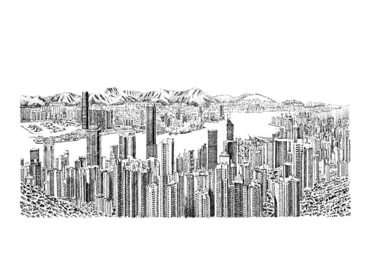 Aerial View of Victoria Peak (Original Drawing)