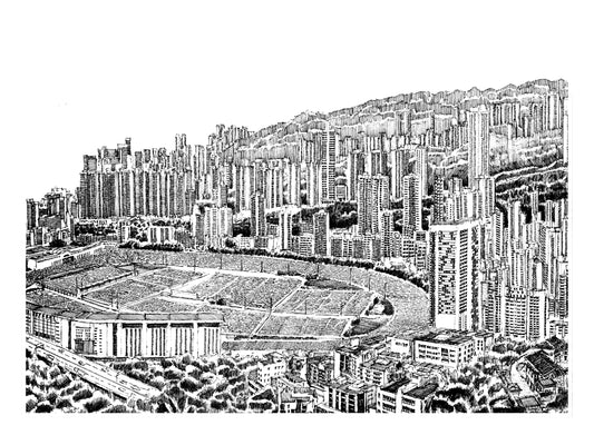 Aerial View of Happy Valley (Original Drawing)
