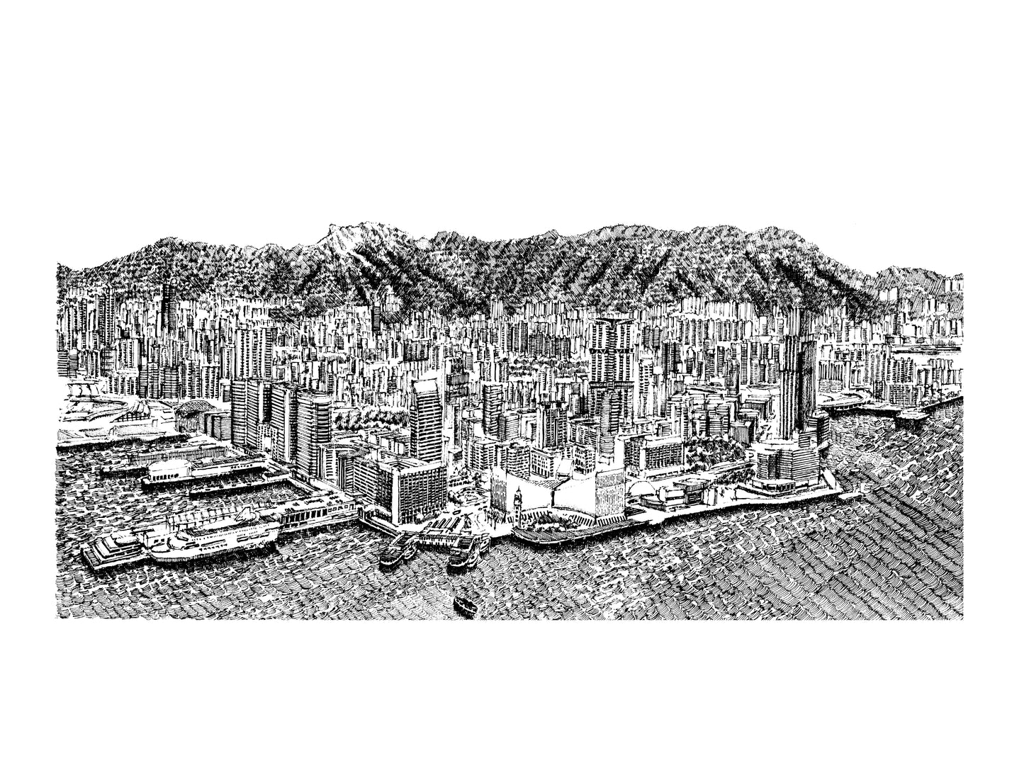 Aerial View of Tsim Sha Tsui (Original Drawing)