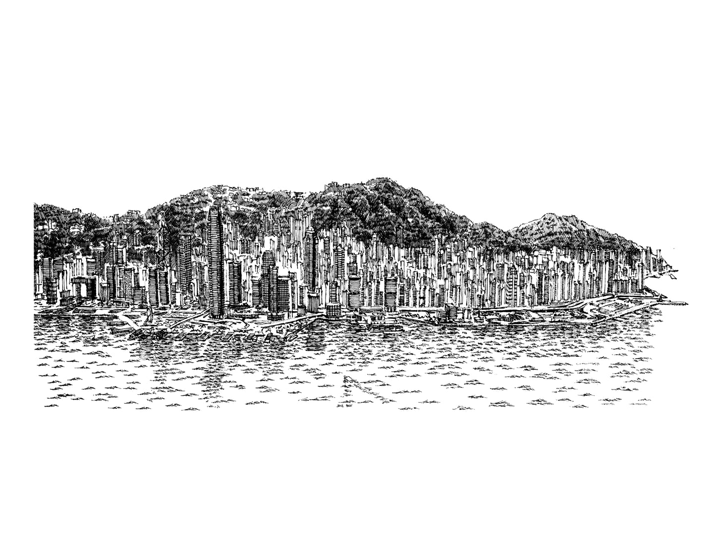 Aerial View of Victoria Harbour (Original Drawing)