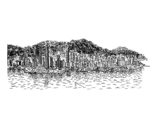 Aerial View of Victoria Harbour (Original Drawing)