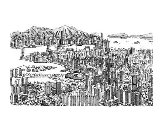 Aerial View of Kowloon Peak (Original Drawing)