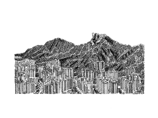 Aerial View of Lion Rock (Original Drawing)