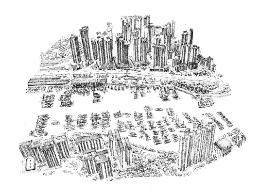 Aerial View of Aberdeen (Original Drawing)
