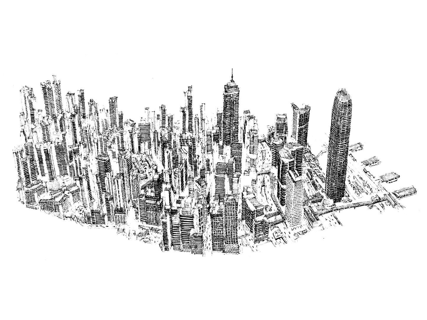 Aerial View of Central (Original Drawing)