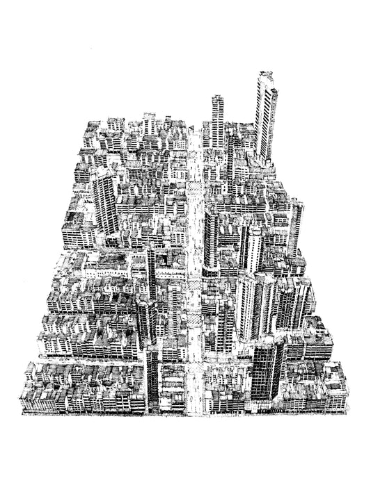 Aerial View of Kowloon City (Original Drawing)