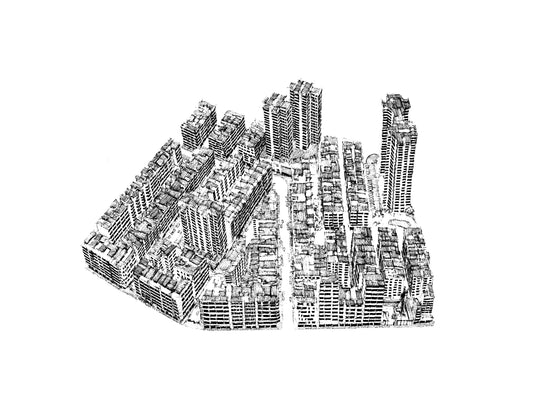 Aerial View of To Kwa Wan (Original Drawing)