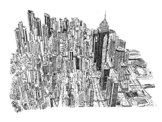 Aerial View of Wan Chai (Original Drawing)