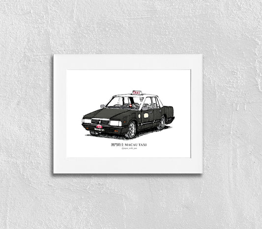Hand-Drawn Frame Print : Macau Taxi