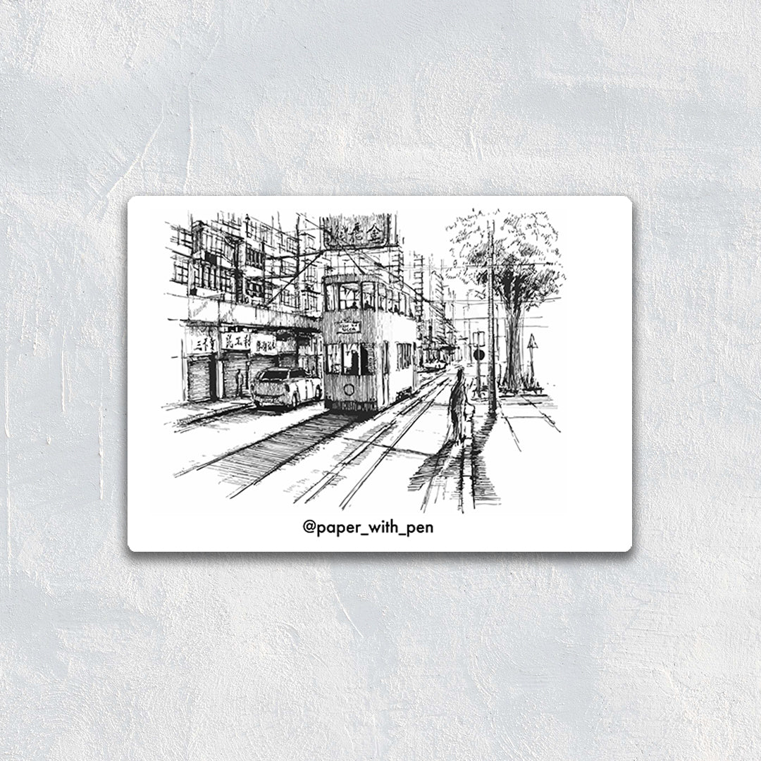 Hand Drawn Sticker: Tram