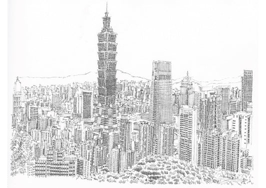 臺北101和信義區全景 （原畫）