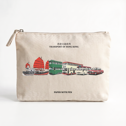 Hong Kong Transport Canvas Zip Pouch