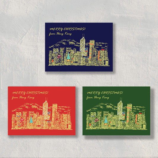 A6 Hand-Drawn Christmas Card : Victoria Harbour