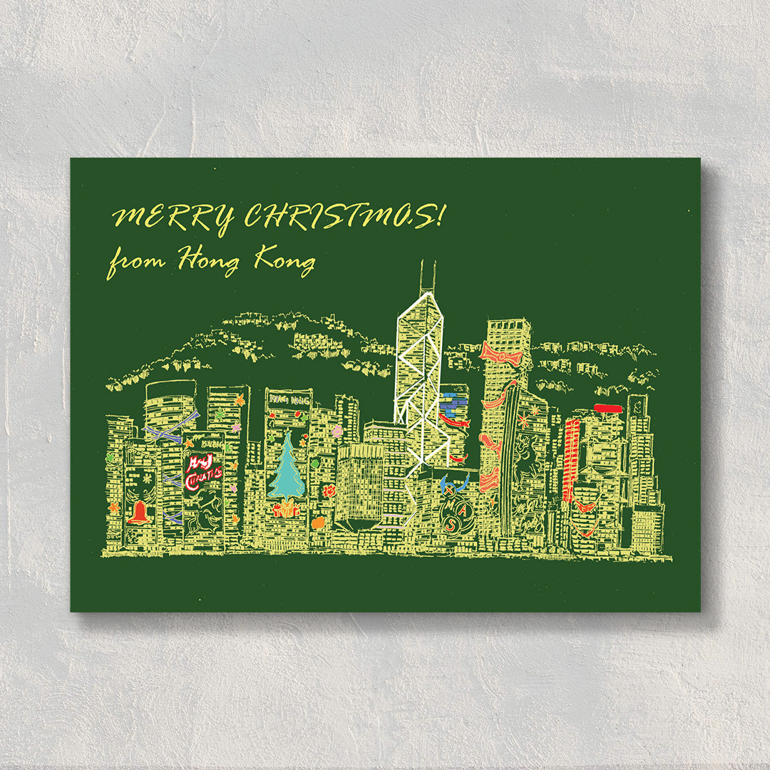 A6 Hand-Drawn Christmas Card : Victoria Harbour