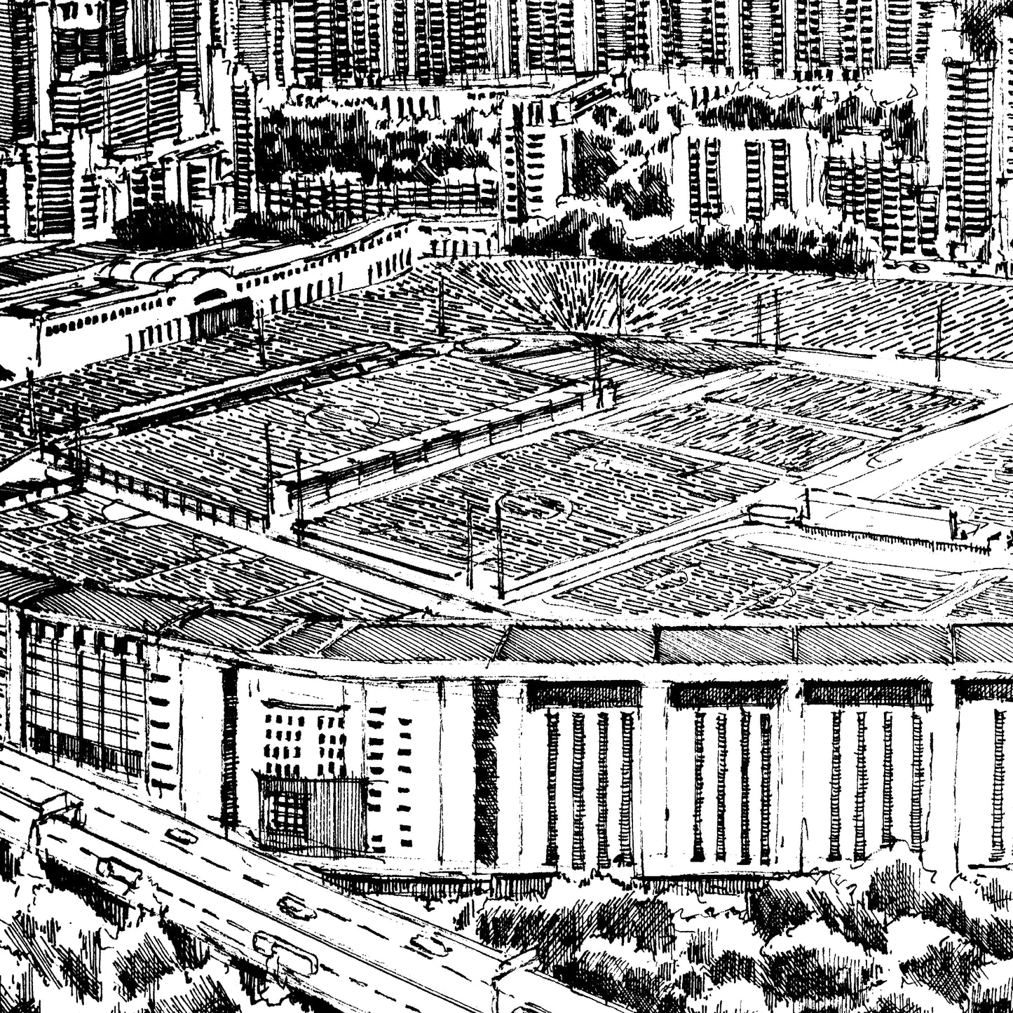 Aerial View of Happy Valley (Original Drawing)