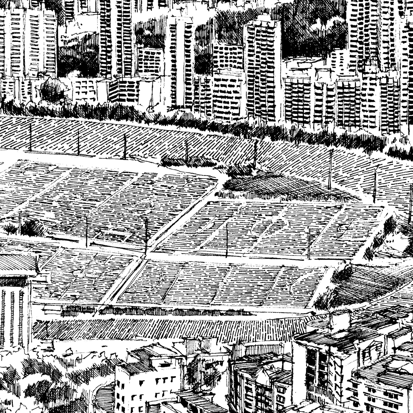 Aerial View of Happy Valley (Original Drawing)