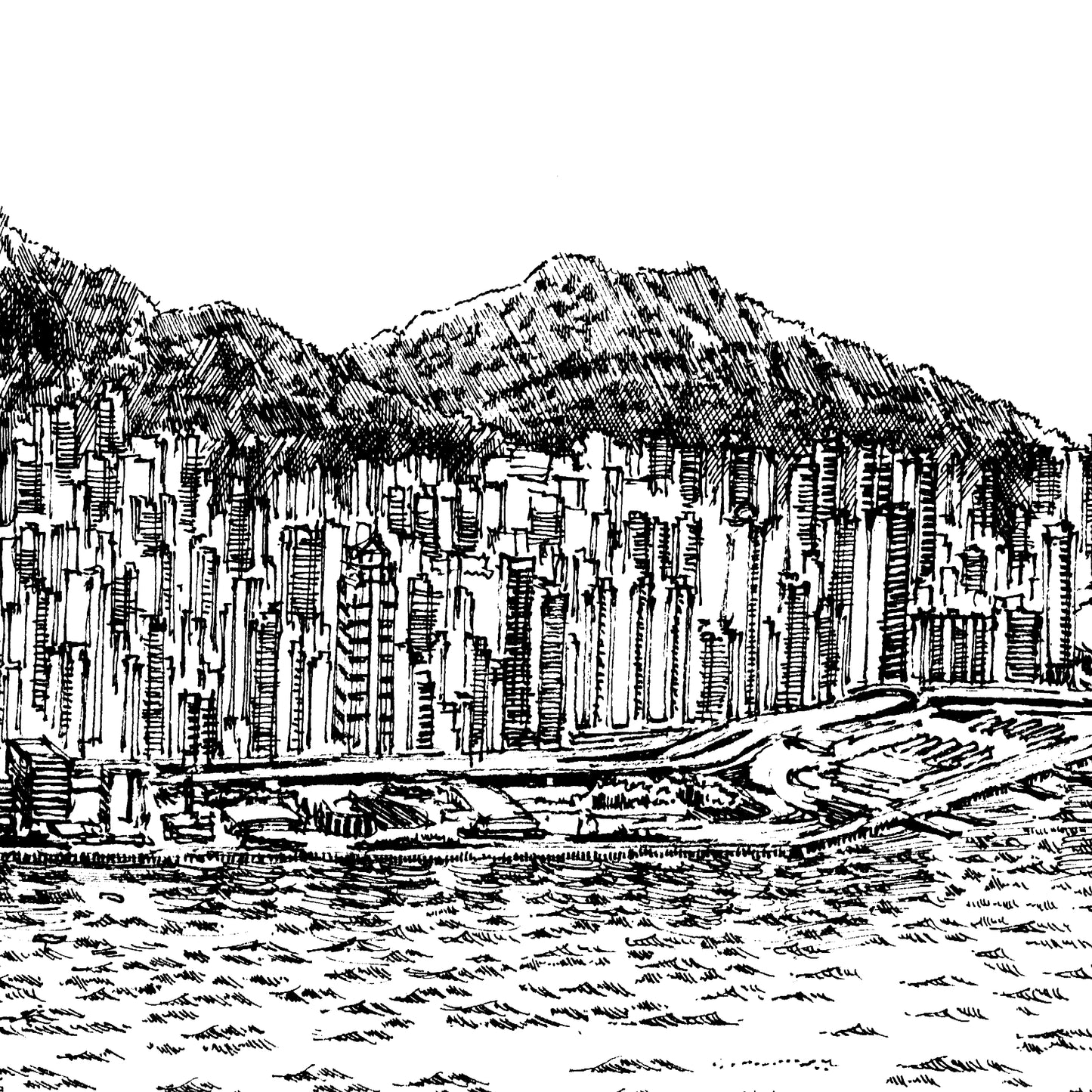 Aerial View of Victoria Harbour (Original Drawing)
