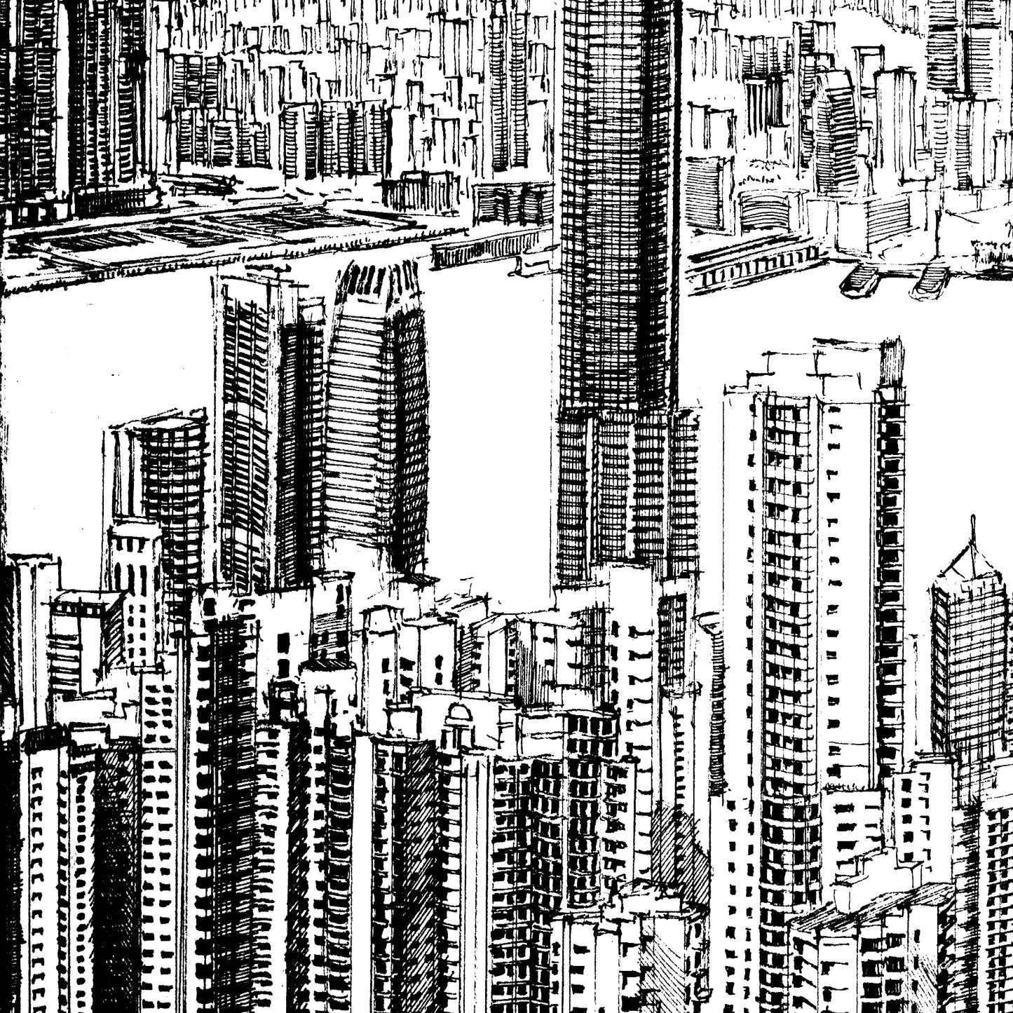 Aerial View of Victoria Peak (Original Drawing)