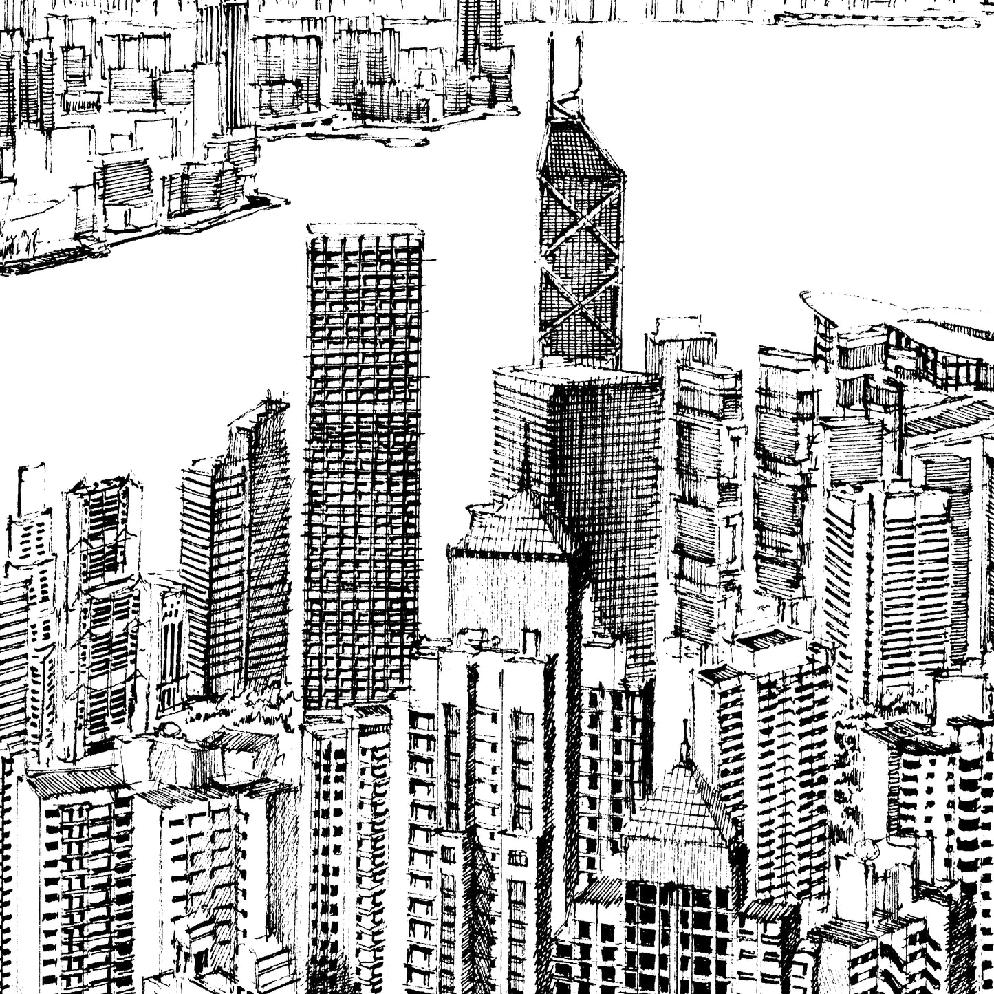 Aerial View of Victoria Peak (Original Drawing)