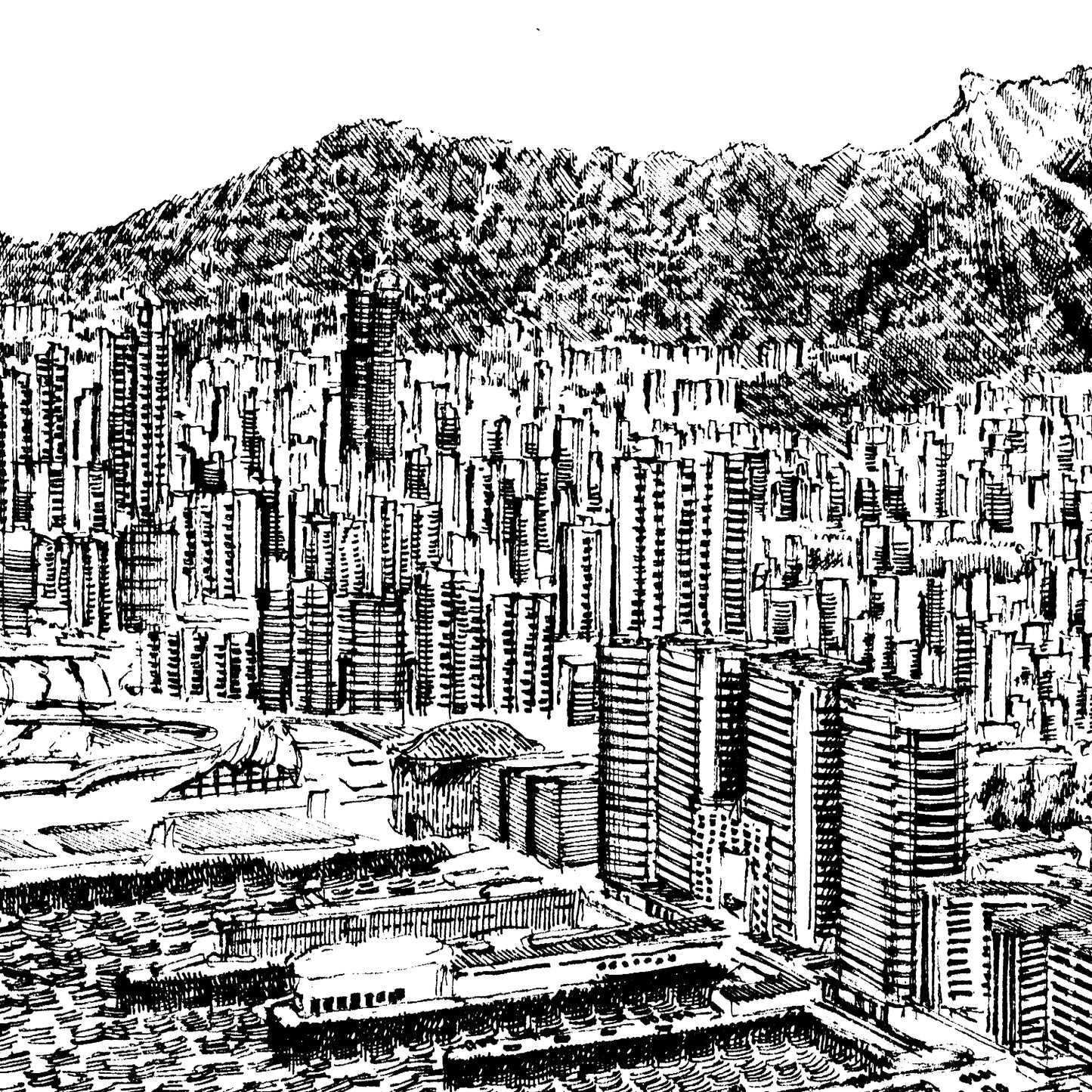 Aerial View of Tsim Sha Tsui (Original Drawing)