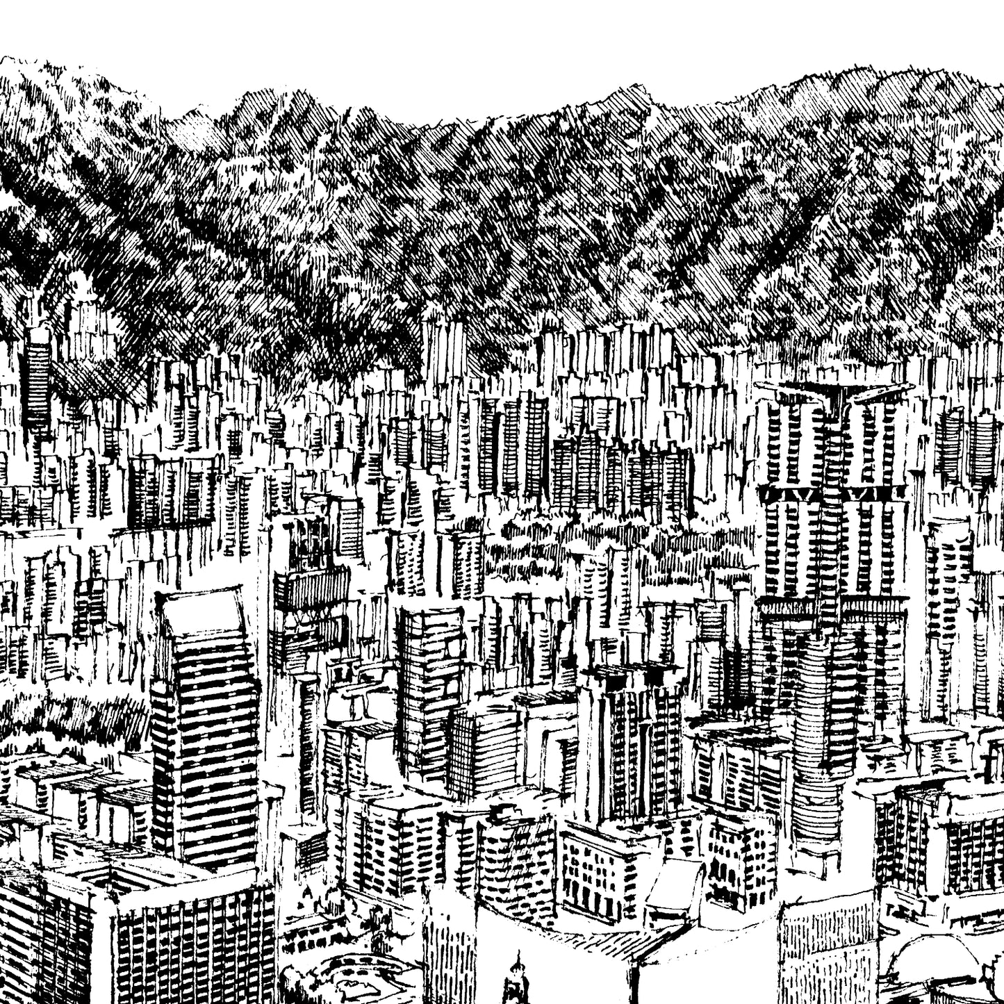 Aerial View of Tsim Sha Tsui (Original Drawing)